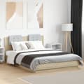 Miniatyrbillede 4 af 10: sengeramme med sengegavl og LED-lys 150x200 cm sonoma-eg