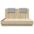 Miniatyrbillede 6 af 10: sengeramme med sengegavl og LED-lys 150x200 cm sonoma-eg