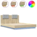 Miniatyrbillede 2 af 10: sengeramme med sengegavl og LED-lys 150x200 cm sonoma-eg