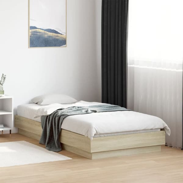 sengeramme med LED-lys 75x190 cm sonoma-eg