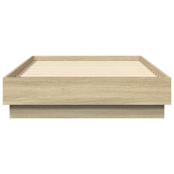 sengeramme med LED-lys 75x190 cm sonoma-eg