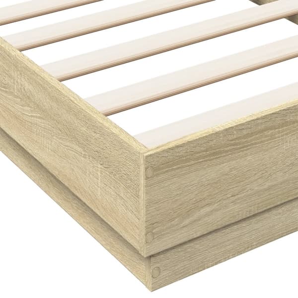 sengeramme med LED-lys 75x190 cm sonoma-eg