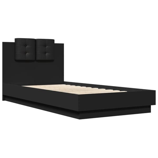 sengeramme med sengegavl 90x190 cm konstrueret træ sort