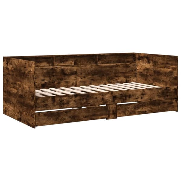 Dagbädd med lådor rökfärgad ek 100x200 cm konstruerat trä