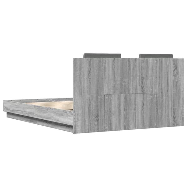 sengeramme med sengegavl 150x200 cm konstrueret træ grå sonoma