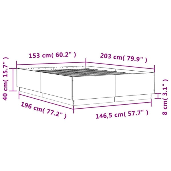 sengestel 150x200 cm konstrueret træ betongrå