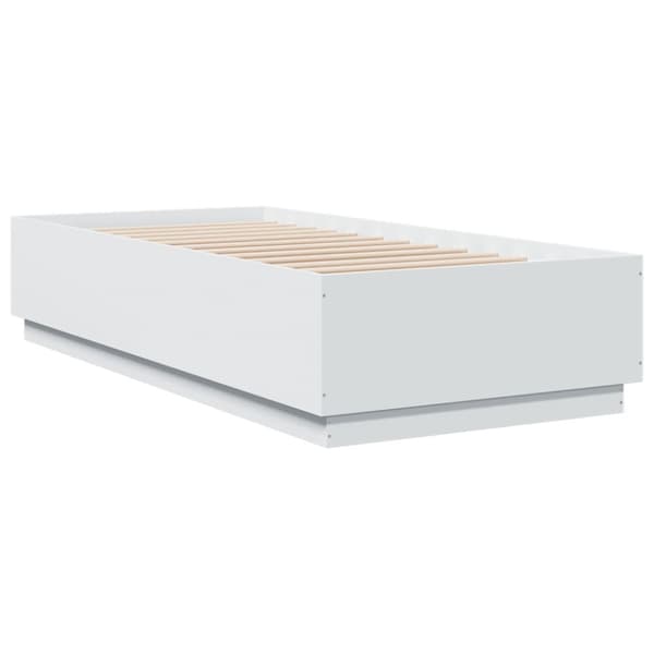 sengeramme med LED-lys 90x200 cm konstrueret træ hvid
