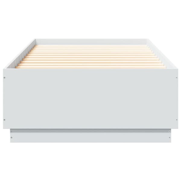 sengeramme med LED-lys 90x200 cm konstrueret træ hvid