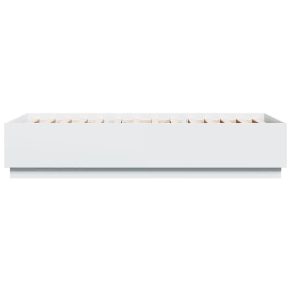 sengeramme med LED-lys 90x200 cm konstrueret træ hvid