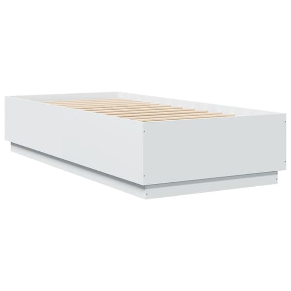sengeramme med LED-lys 90x200 cm konstrueret træ hvid