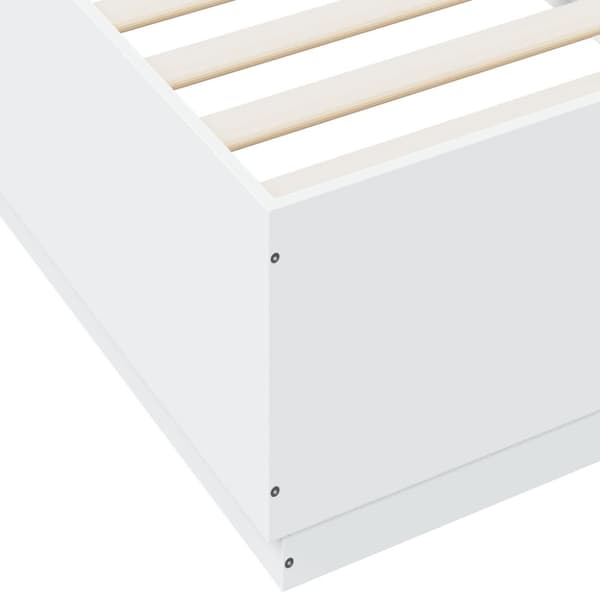 sengeramme med LED-lys 90x200 cm konstrueret træ hvid