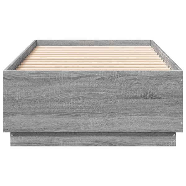 sengeramme med LED-lys 100x200 cm konstrueret træ grå sonoma-eg