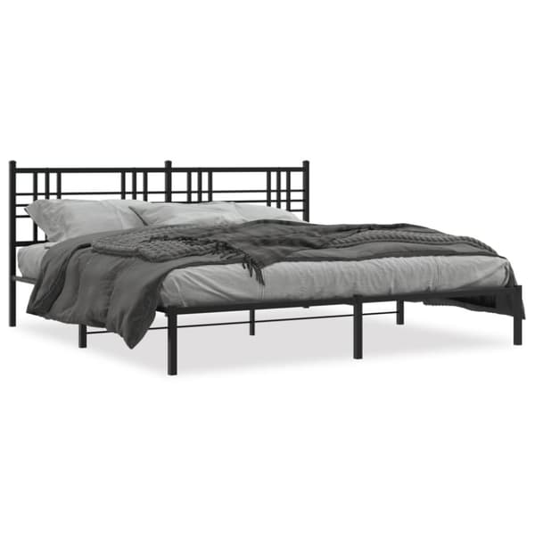 sengeramme med sengegavl 200x200 cm metal sort