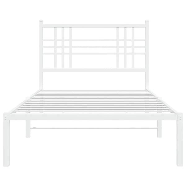 Sängram med huvudgavel metall vit 90x190 cm