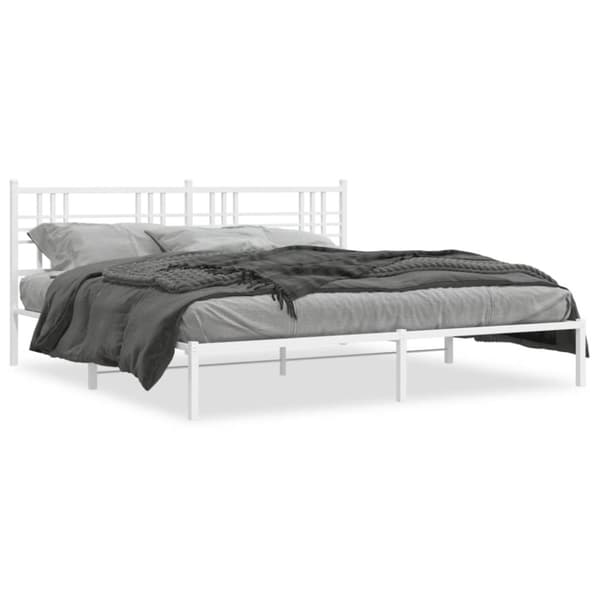 sengeramme med sengegavl 183x213 cm metal hvid