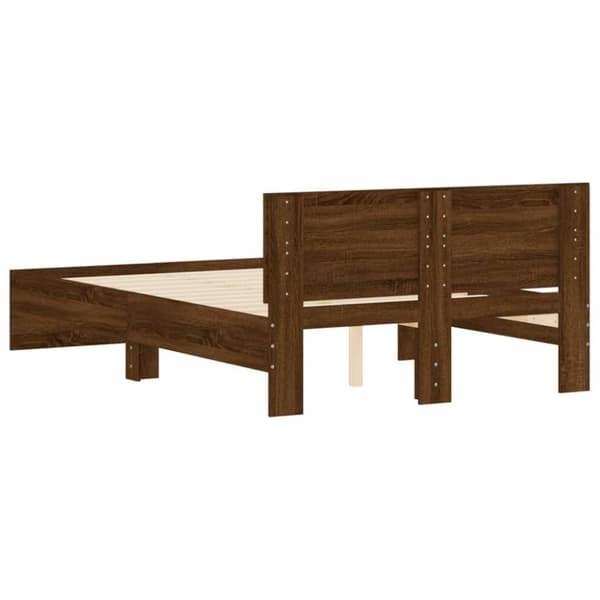 sengeramme med sengegavl 135x190 cm brun egetræsfarve