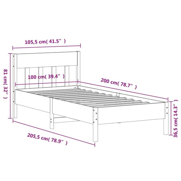 sengeramme uden madras 100x200 cm massivt fyrretræ gyldenbrun