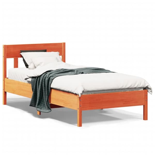 sengeramme uden madras 100x200 cm massivt fyrretræ gyldenbrun