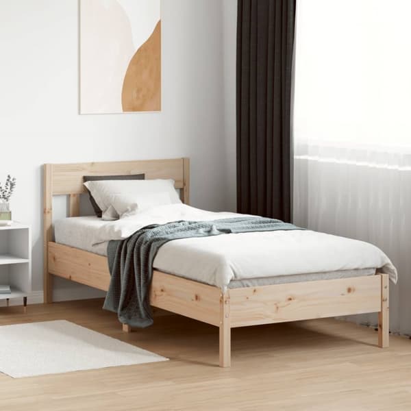 sengeramme uden madras 90x190 cm massivt fyrretræ