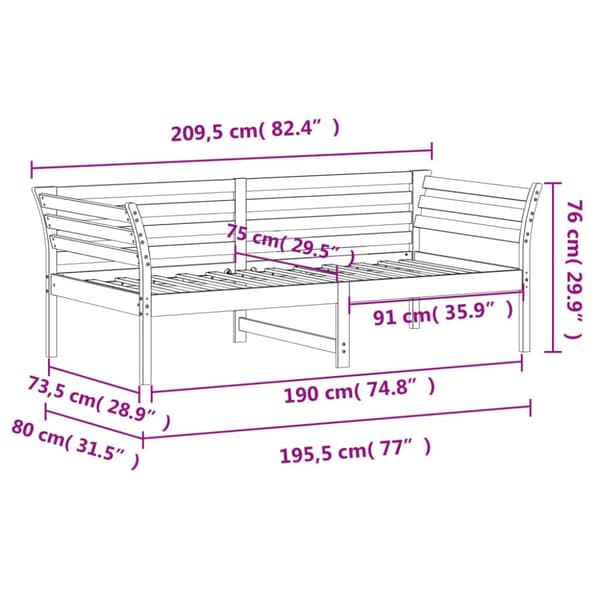 daybed 75x190 cm massivt fyrretræ
