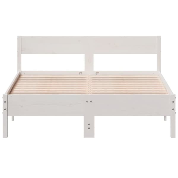 sengeramme uden madras 140x190 cm massivt fyrretræ hvid