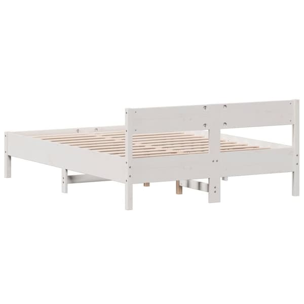 sengeramme uden madras 140x190 cm massivt fyrretræ hvid
