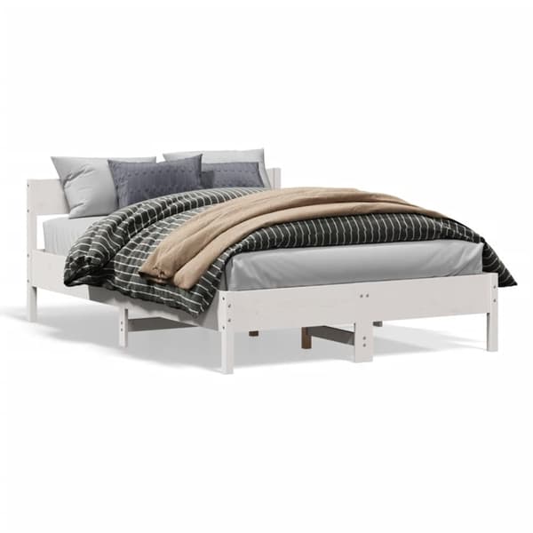 sengeramme uden madras 140x190 cm massivt fyrretræ hvid