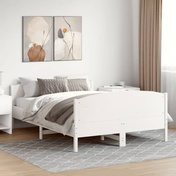 Sänky ilman patjaa valkoinen 120x200 cm täysi mänty