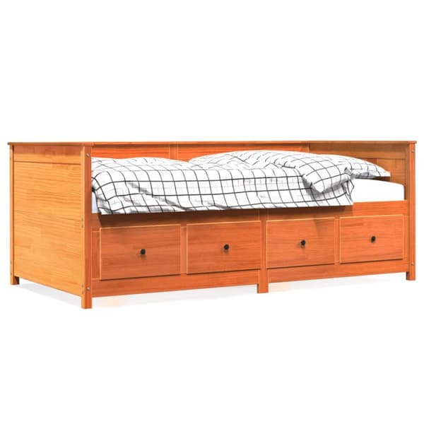 daybed 100x200 cm massivt fyrretræ gyldenbrun