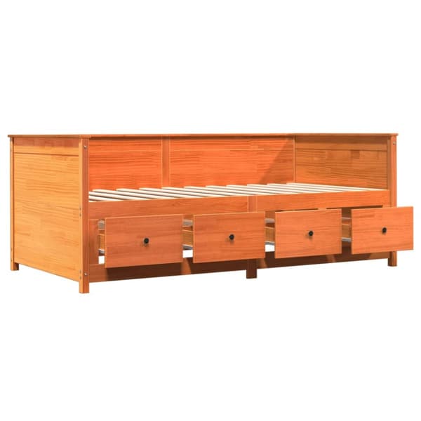 daybed 100x200 cm massivt fyrretræ gyldenbrun