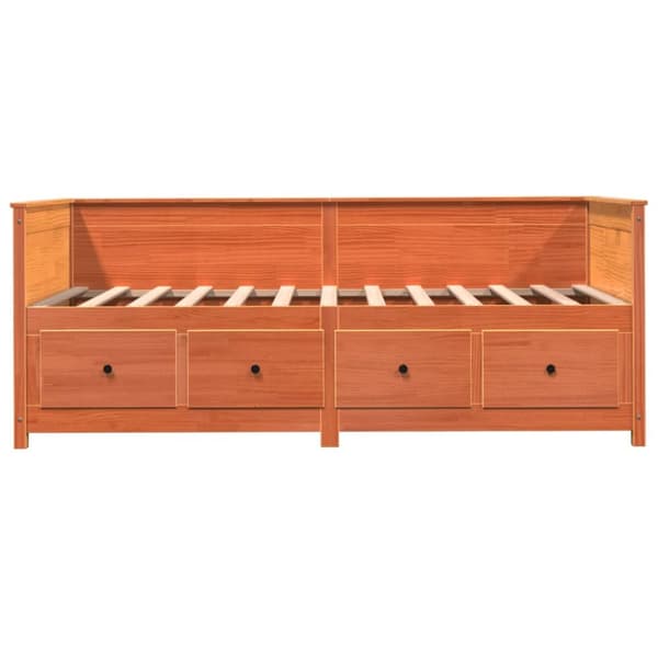 daybed 100x200 cm massivt fyrretræ gyldenbrun