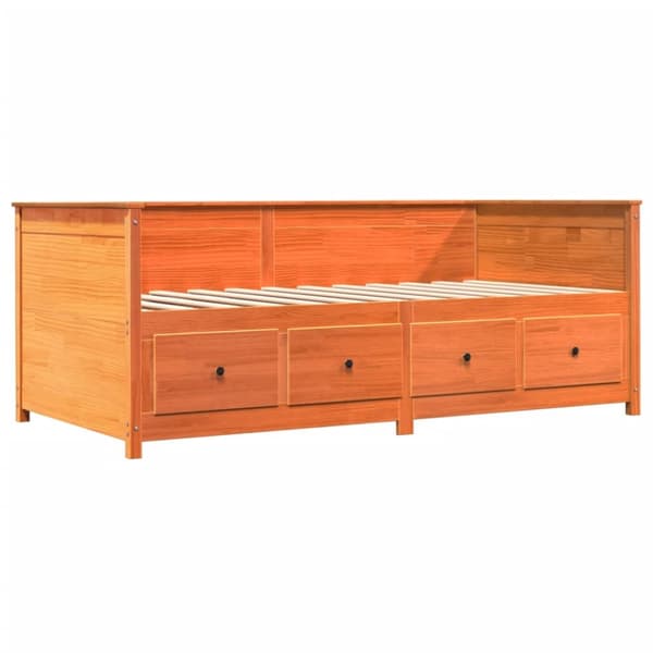 daybed 100x200 cm massivt fyrretræ gyldenbrun