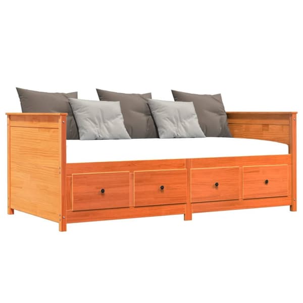 daybed 100x200 cm massivt fyrretræ gyldenbrun