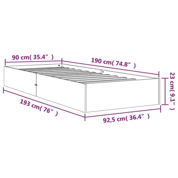 sengeramme uden madras 90x190 cm massivt fyrretræ gyldenbrun