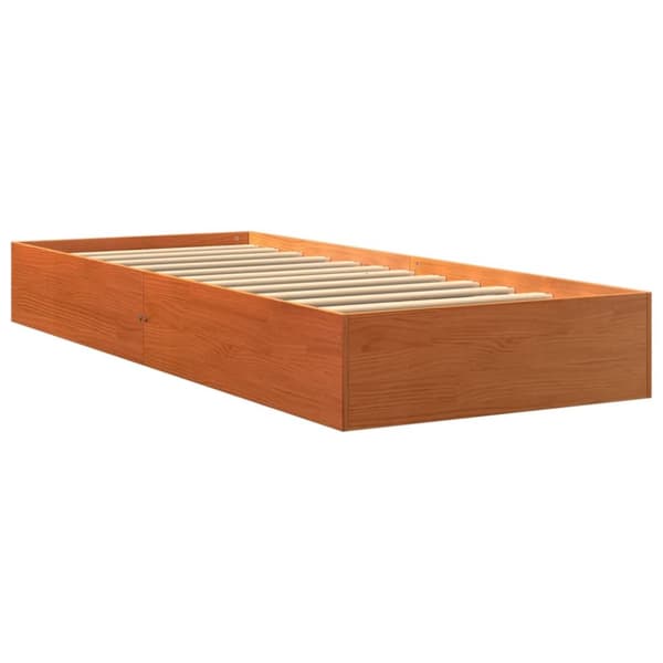 sengeramme uden madras 90x190 cm massivt fyrretræ gyldenbrun