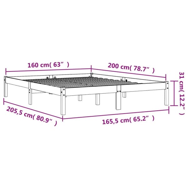 sengeramme uden madras 160x200 cm massivt fyrretræ gyldenbrun