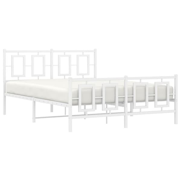 sengeramme med sengegavl og fodgærde 140x190 cm metal hvid