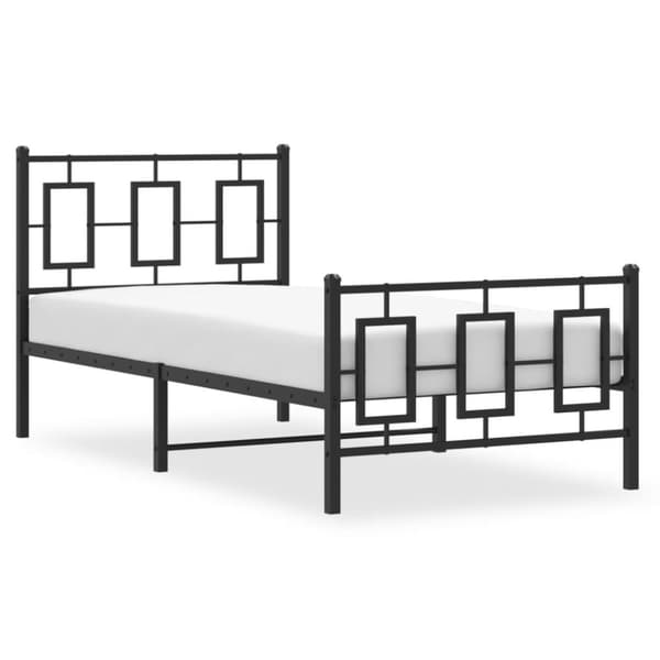 sengeramme med sengegavl og fodgærde 90x200 cm metal sort