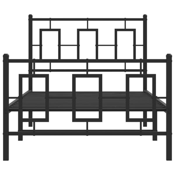 sengeramme med sengegavl og fodgærde 90x200 cm metal sort