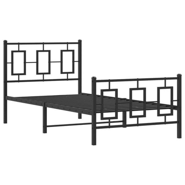 sengeramme med sengegavl og fodgærde 90x200 cm metal sort