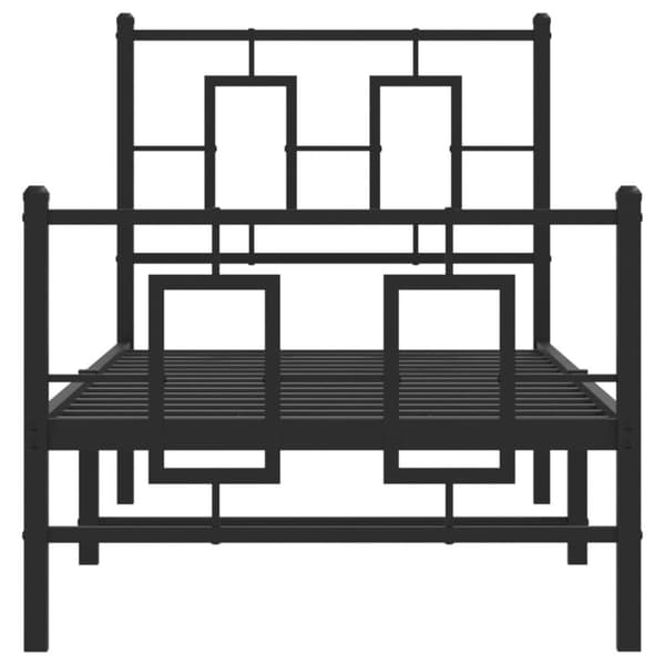 Metallinen sängynrunko päädyillä musta 80x200 cm