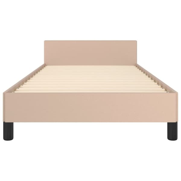 sengeramme med sengegavl 90x200 cm kunstlæder cappuccinofarvet
