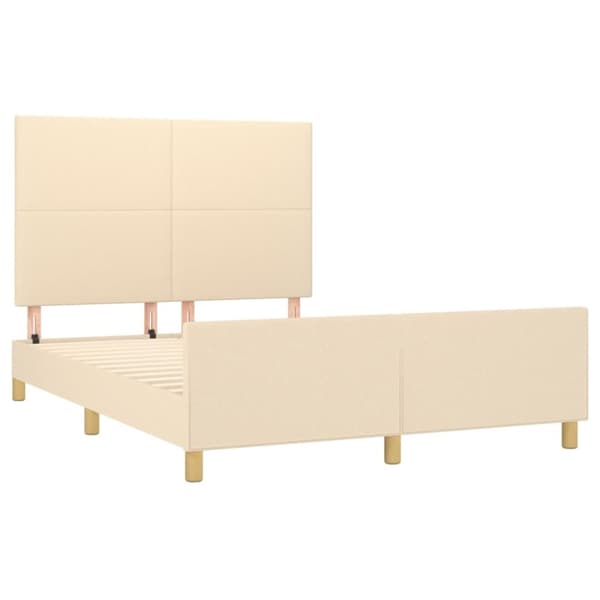 sengeramme med sengegavl 140x200 cm stof cremefarvet