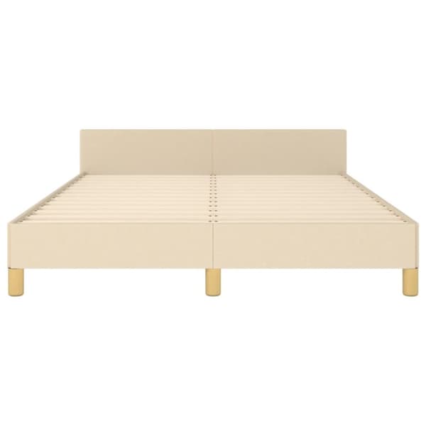 sengeramme med sengegavl 140x200 cm stof cremefarvet