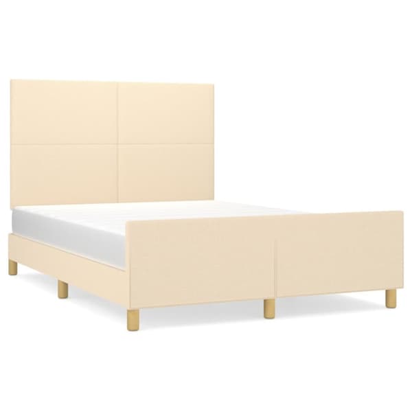 sengeramme med sengegavl 140x200 cm stof cremefarvet