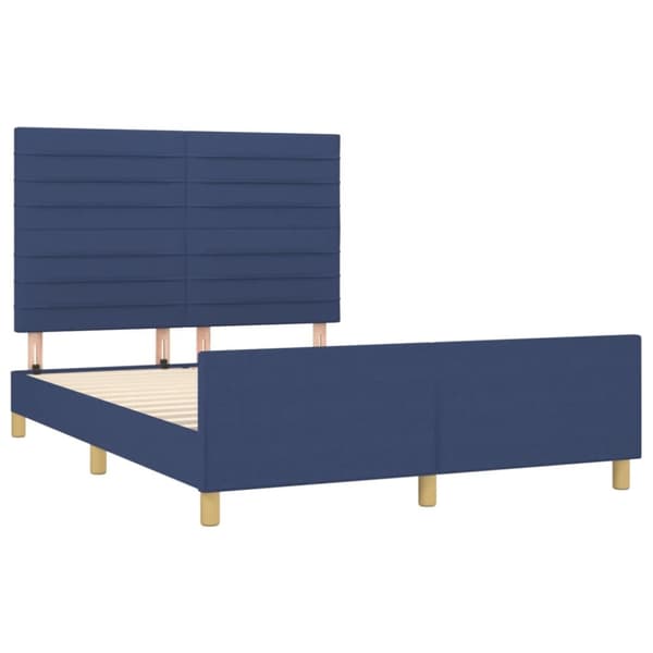 sengeramme med sengegavl 140x200 cm stof blå