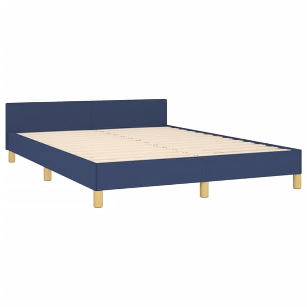 sengeramme med sengegavl 140x200 cm stof blå