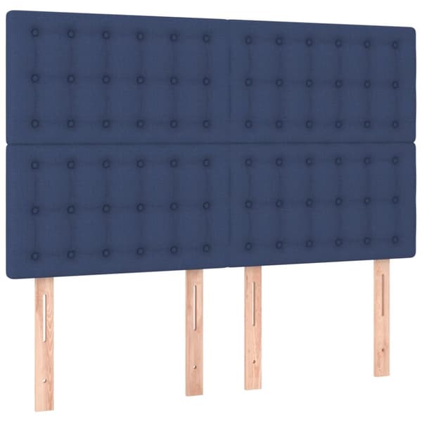 sengeramme med sengegavl 140x200 cm stof blå