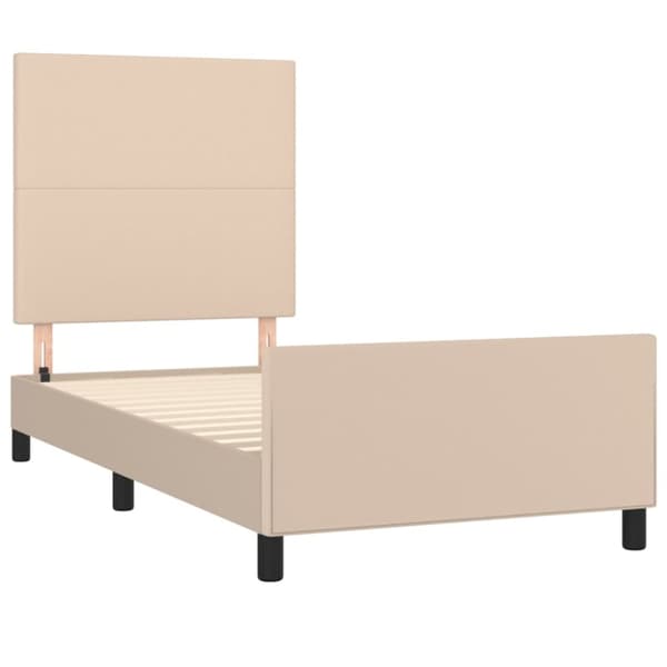 Sängram med huvudgavel cappuccino 80x200 cm konstläder