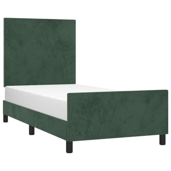 sengeramme med sengegavl 80x200 cm fløjl mørkegrøn